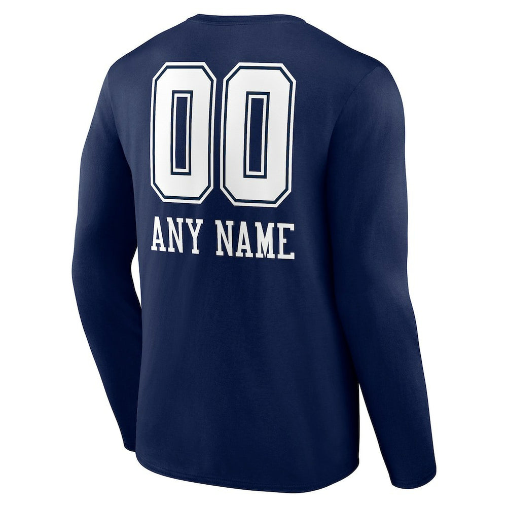 Dallas Cowboys Personalized Name & Number Team Wordmark Long Sleeve T-Shirt - Navy on sale