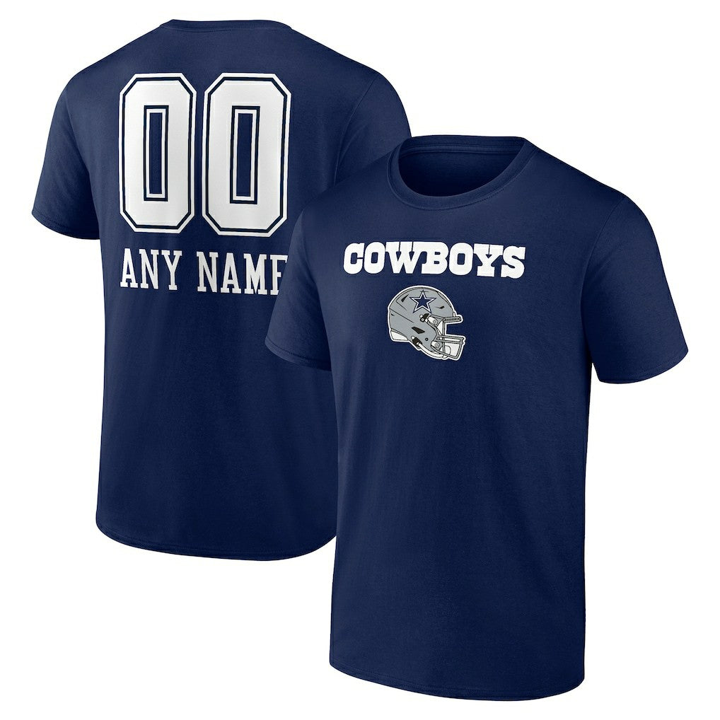 Dallas Cowboys Personalized Name & Number Team Wordmark T-Shirt - Navy discount