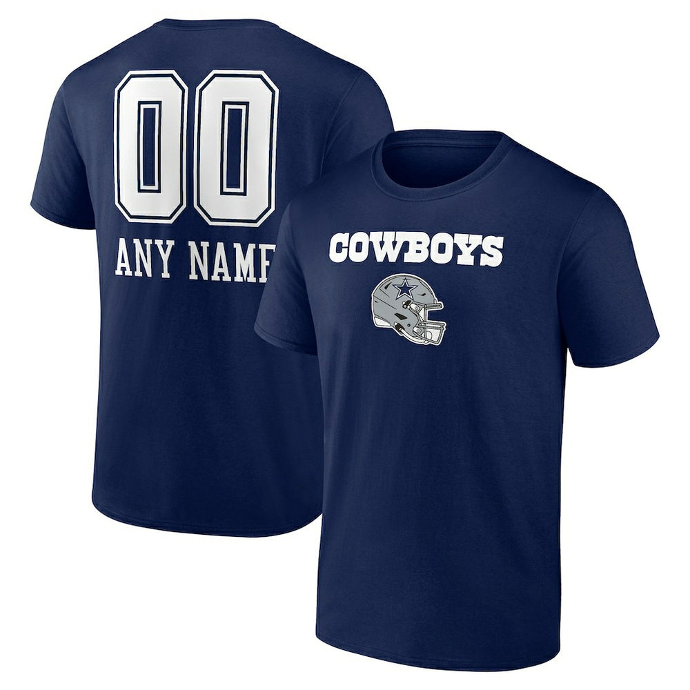 Dallas Cowboys Personalized Name & Number Team Wordmark T-Shirt - Navy discount