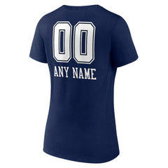 Dallas Cowboys Women's Personalized Name & Number Team Wordmark V-Neck T-Shirt - Navy sale