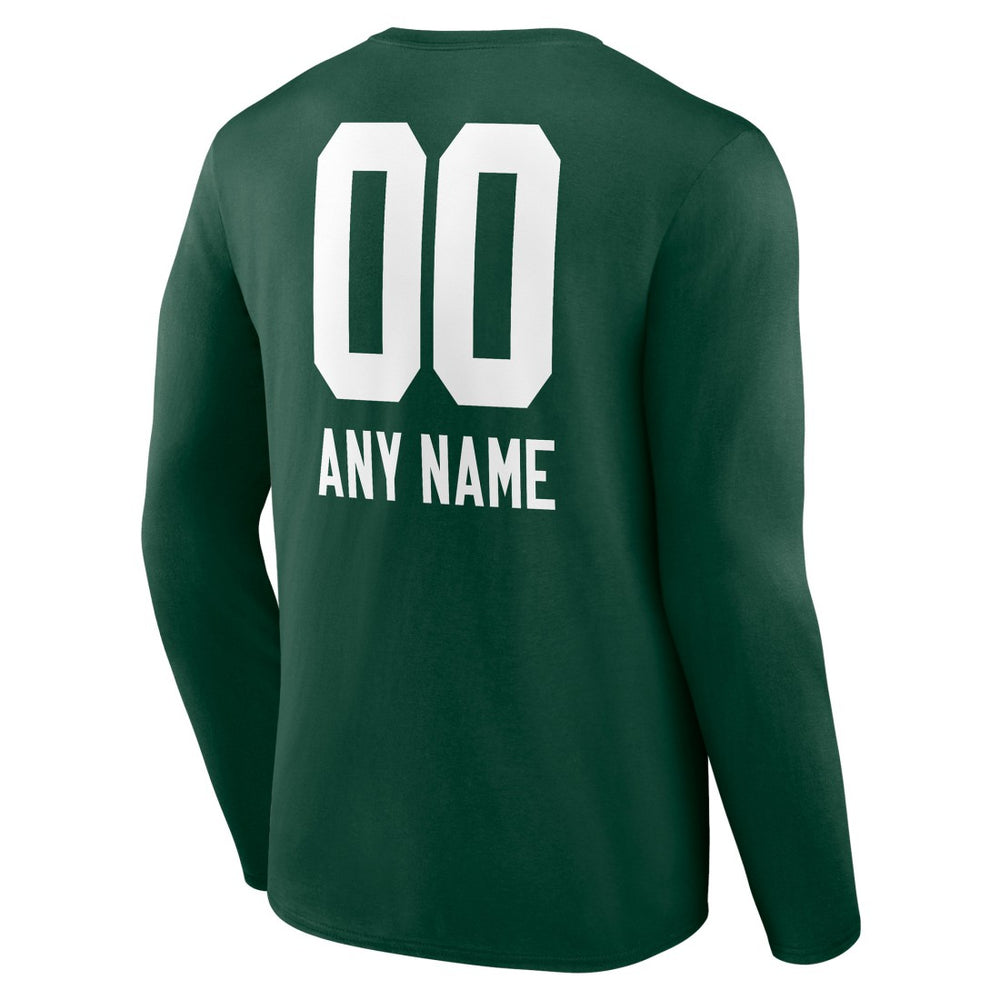 Green Bay Packers Personalized Name & Number Team Wordmark Long Sleeve T-Shirt - Green for sale