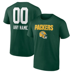 Green Bay Packers Personalized Name & Number Team Wordmark T-Shirt - Green discount