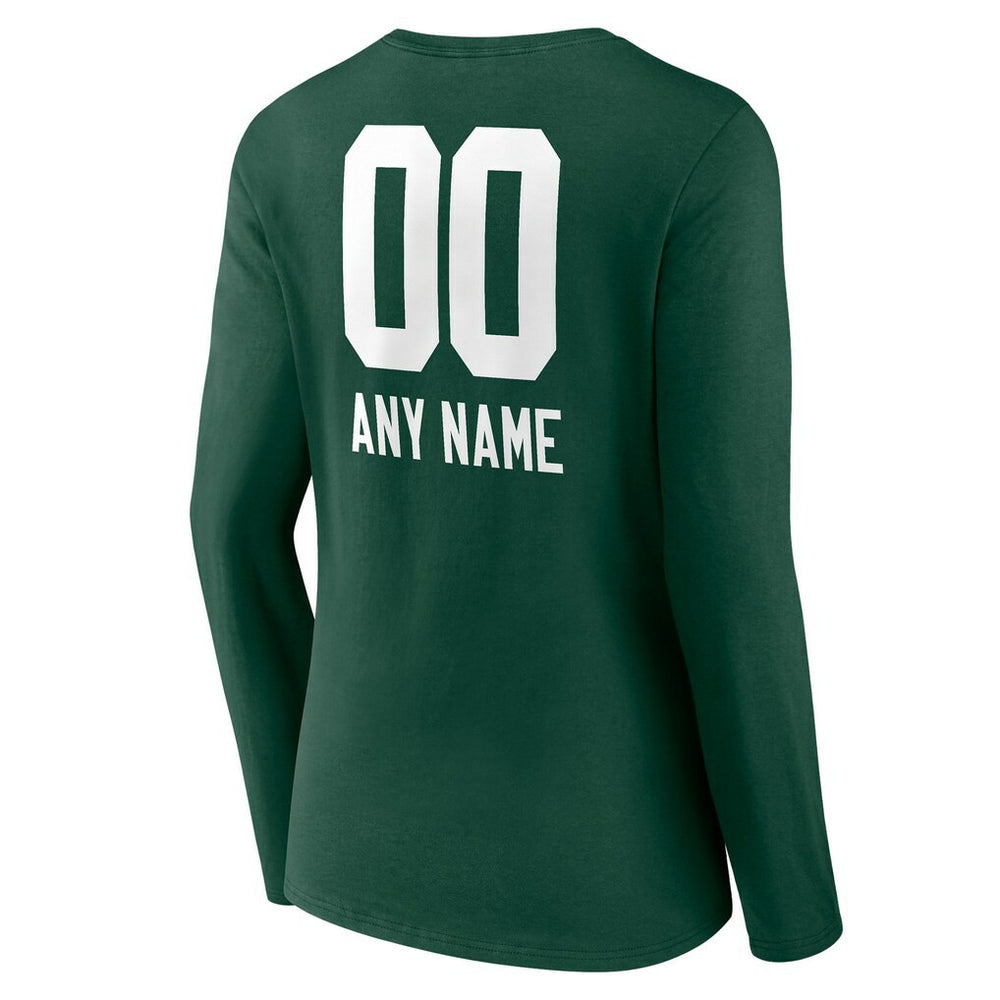 Green Bay Packers Women's Personalized Name & Number Team Wordmark Long Sleeve V-Neck T-Shirt - Green on sale