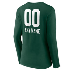 Green Bay Packers Women's Personalized Name & Number Team Wordmark Long Sleeve V-Neck T-Shirt - Green on sale