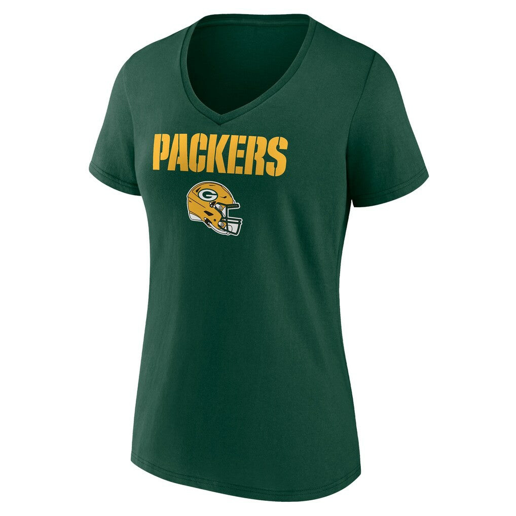 Green Bay Packers Women's Personalized Name & Number Team Wordmark V-Neck T-Shirt - Green sale