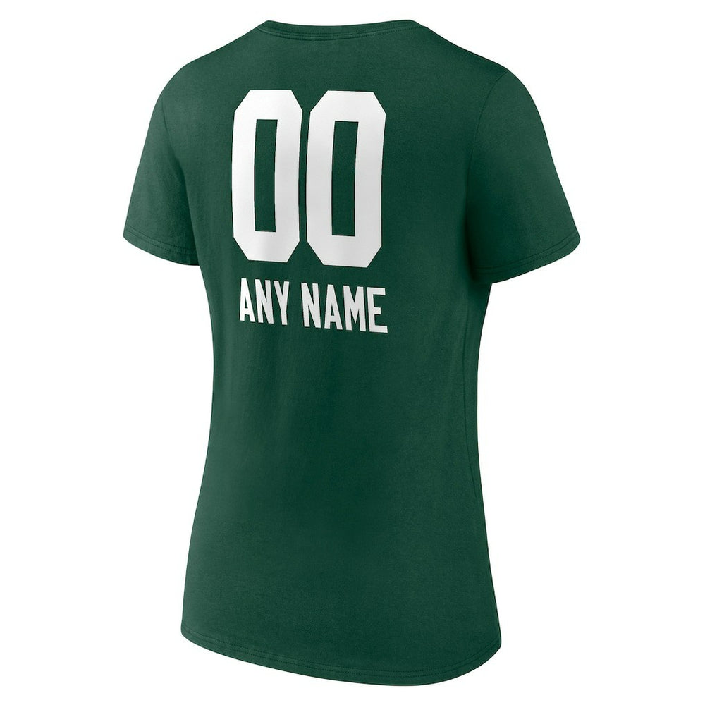 Green Bay Packers Women's Personalized Name & Number Team Wordmark V-Neck T-Shirt - Green sale