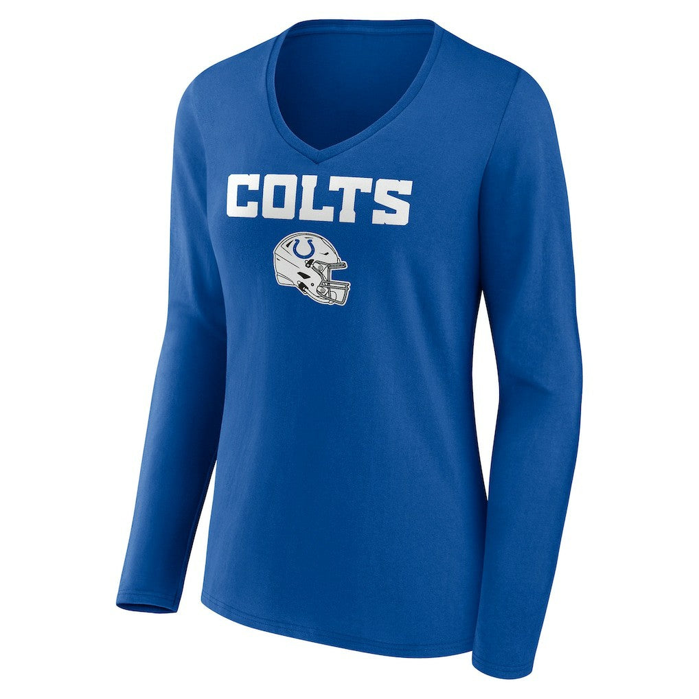 Indianapolis Colts Women's Personalized Name & Number Team Wordmark Long Sleeve V-Neck T-Shirt - Royal sale