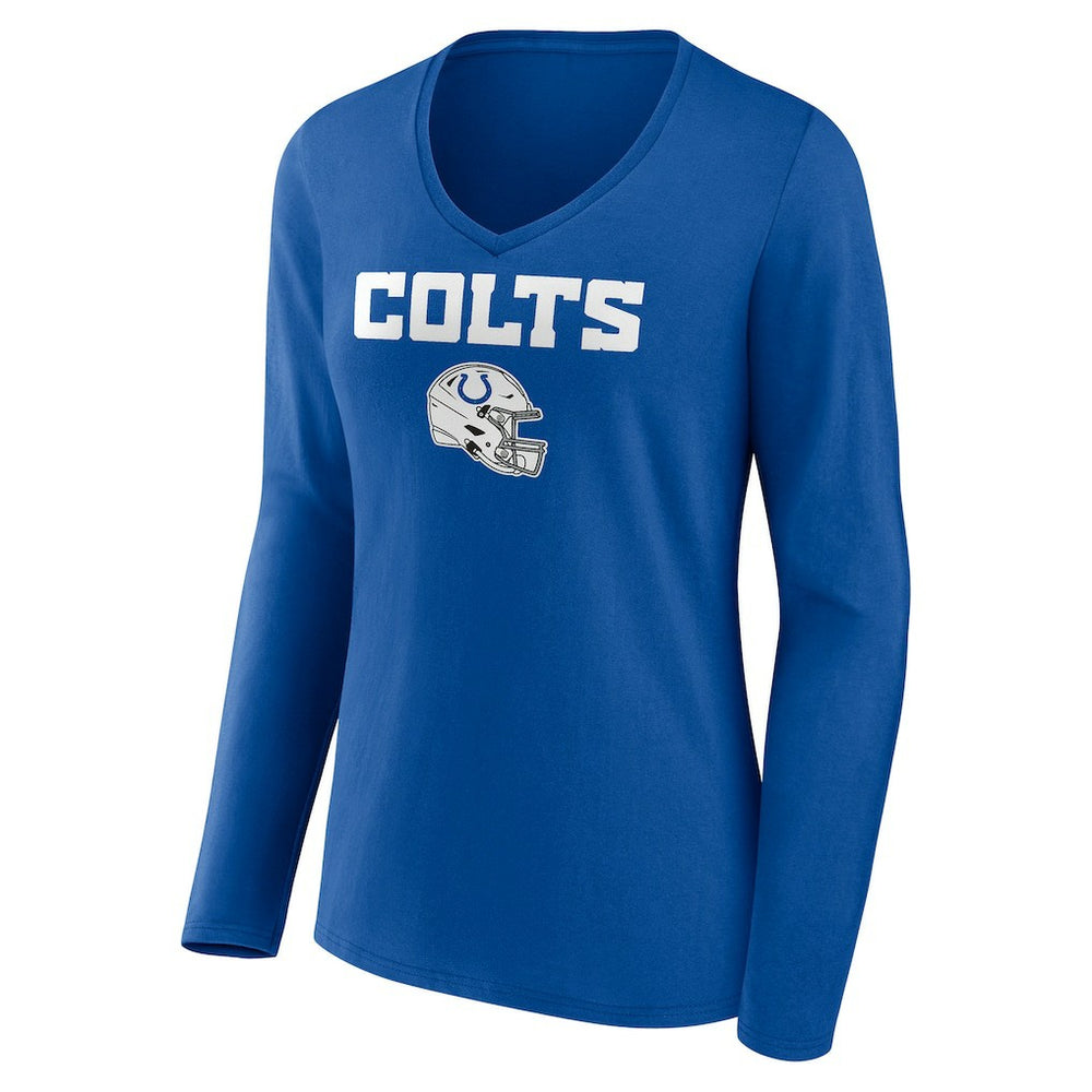 Indianapolis Colts Women's Personalized Name & Number Team Wordmark Long Sleeve V-Neck T-Shirt - Royal sale
