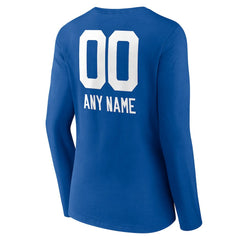 Indianapolis Colts Women's Personalized Name & Number Team Wordmark Long Sleeve V-Neck T-Shirt - Royal sale