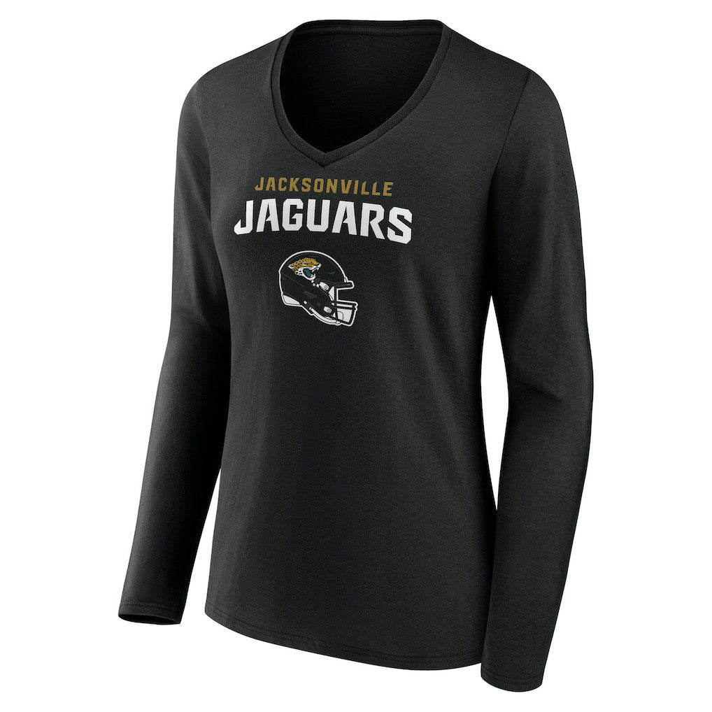 Jacksonville Jaguars Women's Personalized Name & Number Team Wordmark Long Sleeve V-Neck T-Shirt - Black online