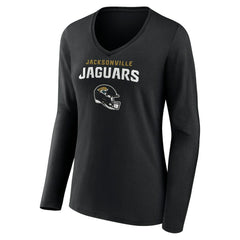 Jacksonville Jaguars Women's Personalized Name & Number Team Wordmark Long Sleeve V-Neck T-Shirt - Black online
