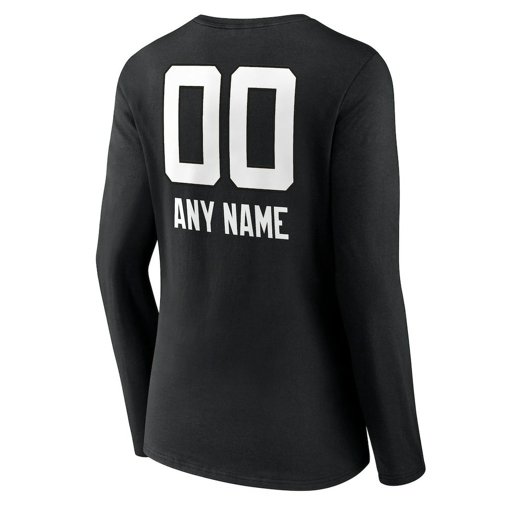 Jacksonville Jaguars Women's Personalized Name & Number Team Wordmark Long Sleeve V-Neck T-Shirt - Black online