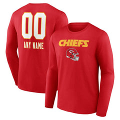 Kansas City Chiefs Personalized Name & Number Team Wordmark Long Sleeve T-Shirt - Red online