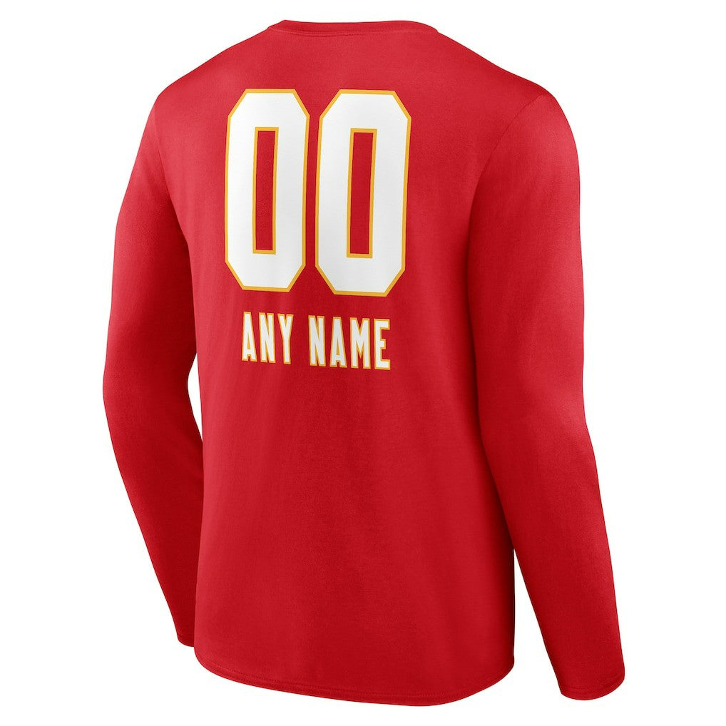Kansas City Chiefs Personalized Name & Number Team Wordmark Long Sleeve T-Shirt - Red online