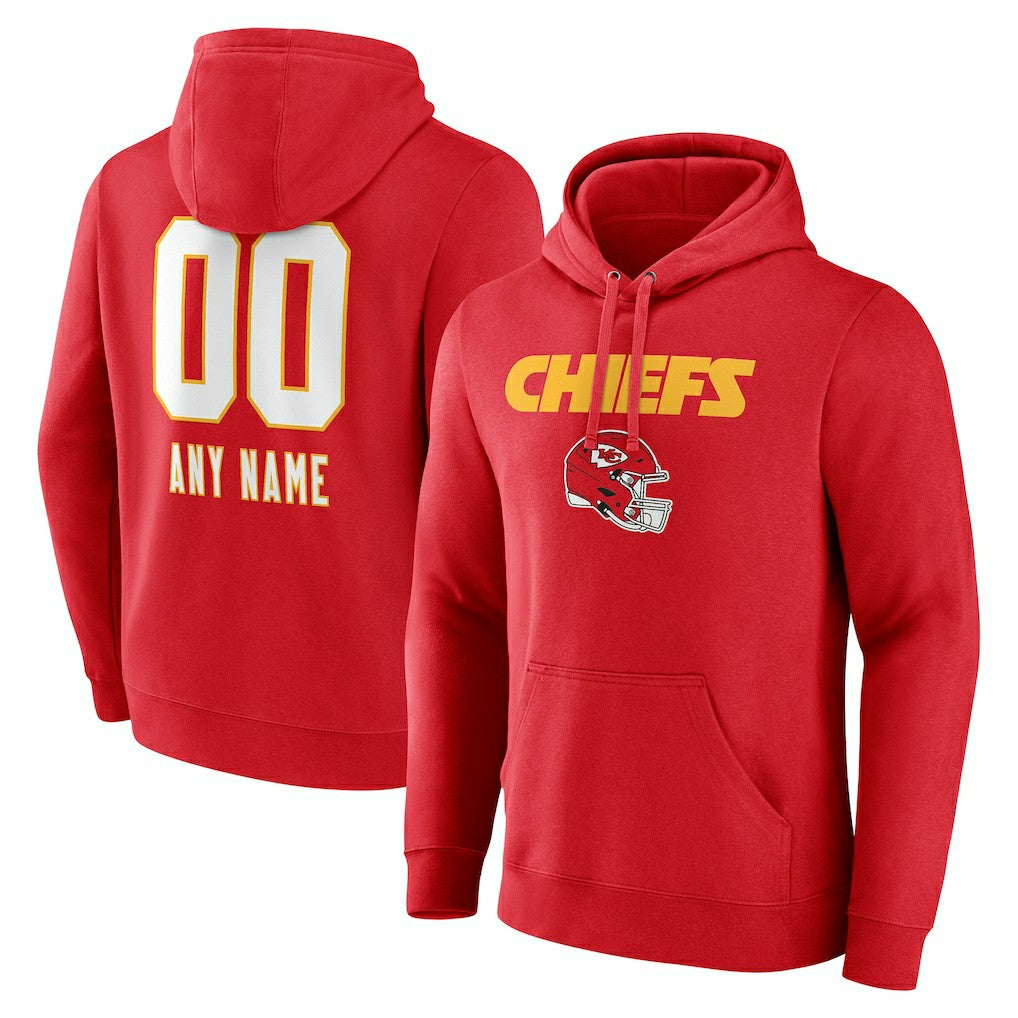 Kansas City Chiefs Personalized Name & Number Team Wordmark Pullover Hoodie - Red outlet