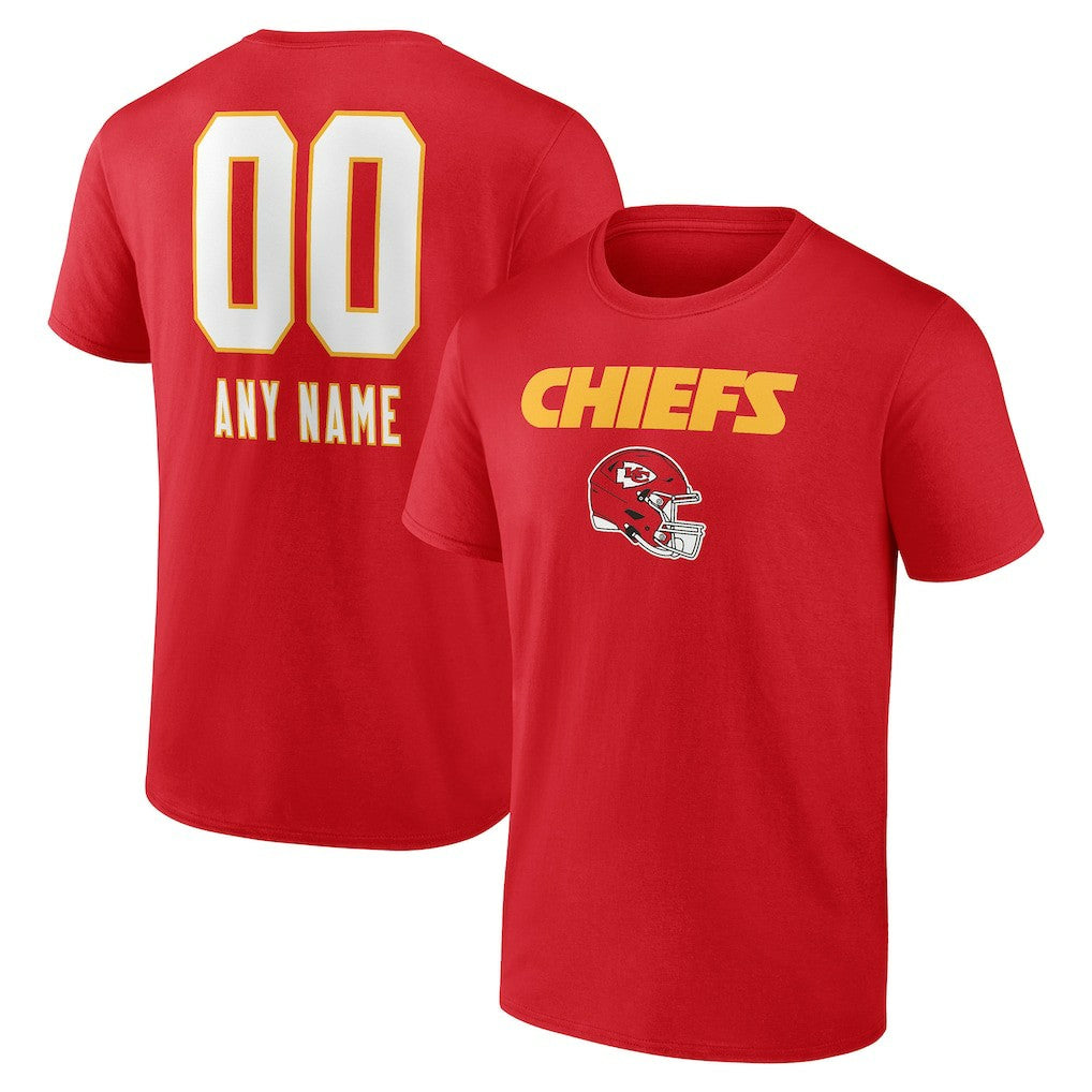 Kansas City Chiefs Personalized Name & Number Team Wordmark T-Shirt - Red discount