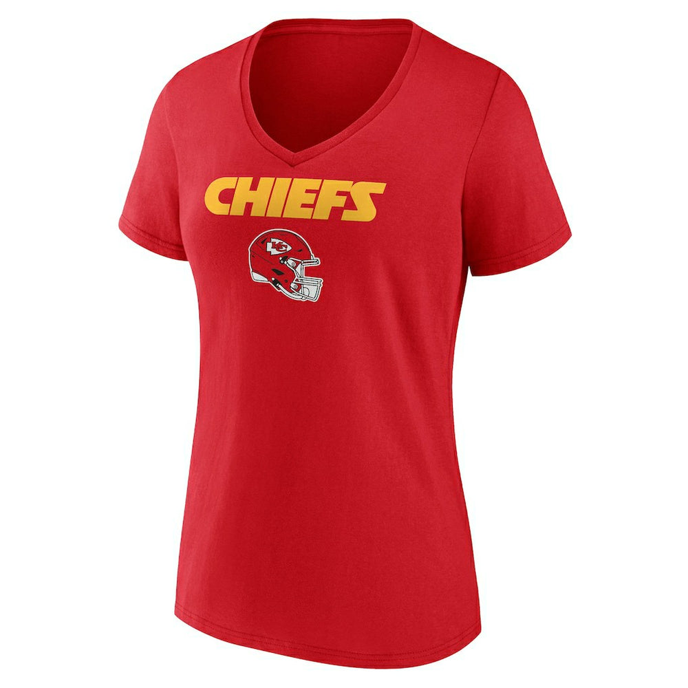 Kansas City Chiefs Women's Personalized Name & Number Team Wordmark V-Neck T-Shirt - Red for sale