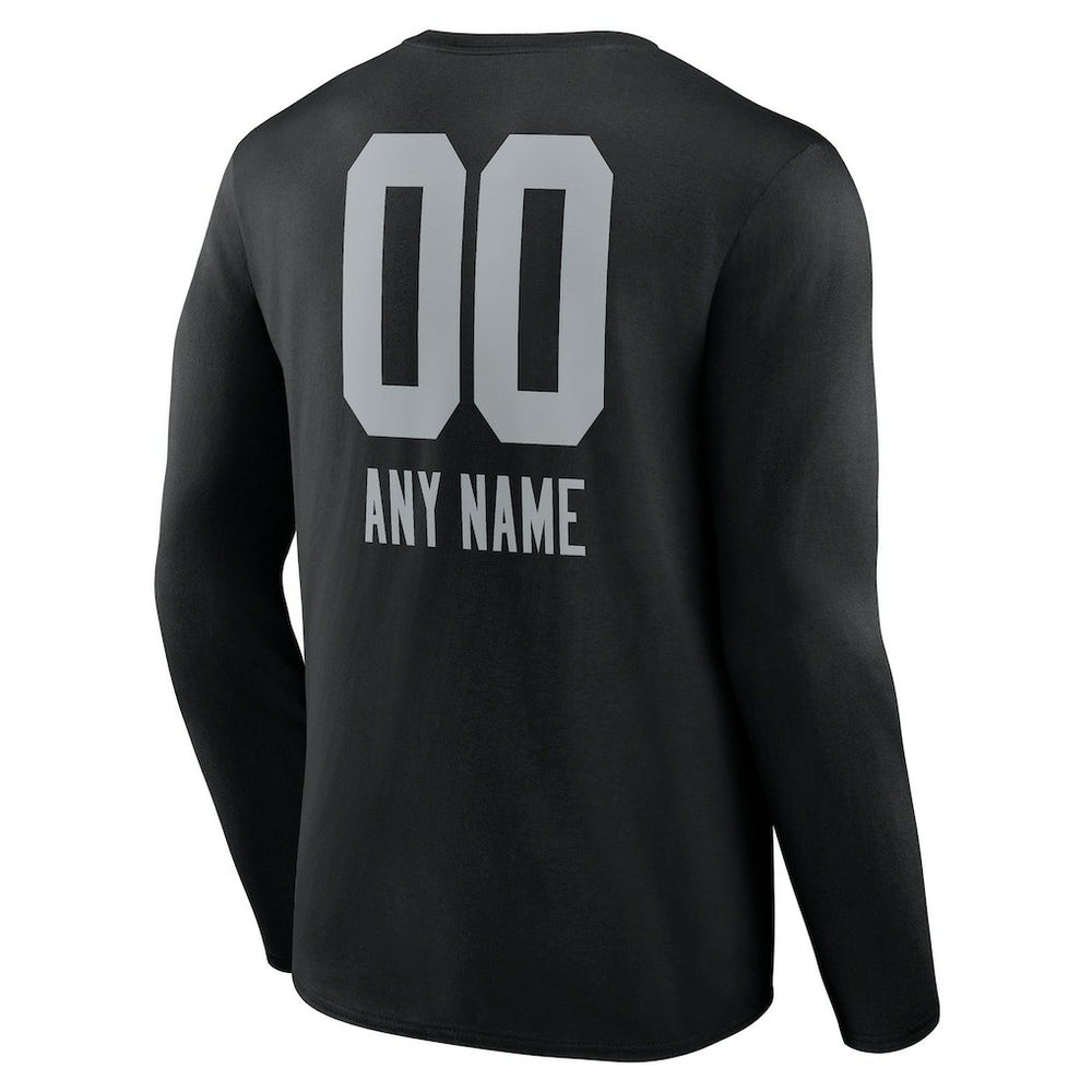 Las Vegas Raiders Personalized Name & Number Team Wordmark Long Sleeve T-Shirt - Black sale