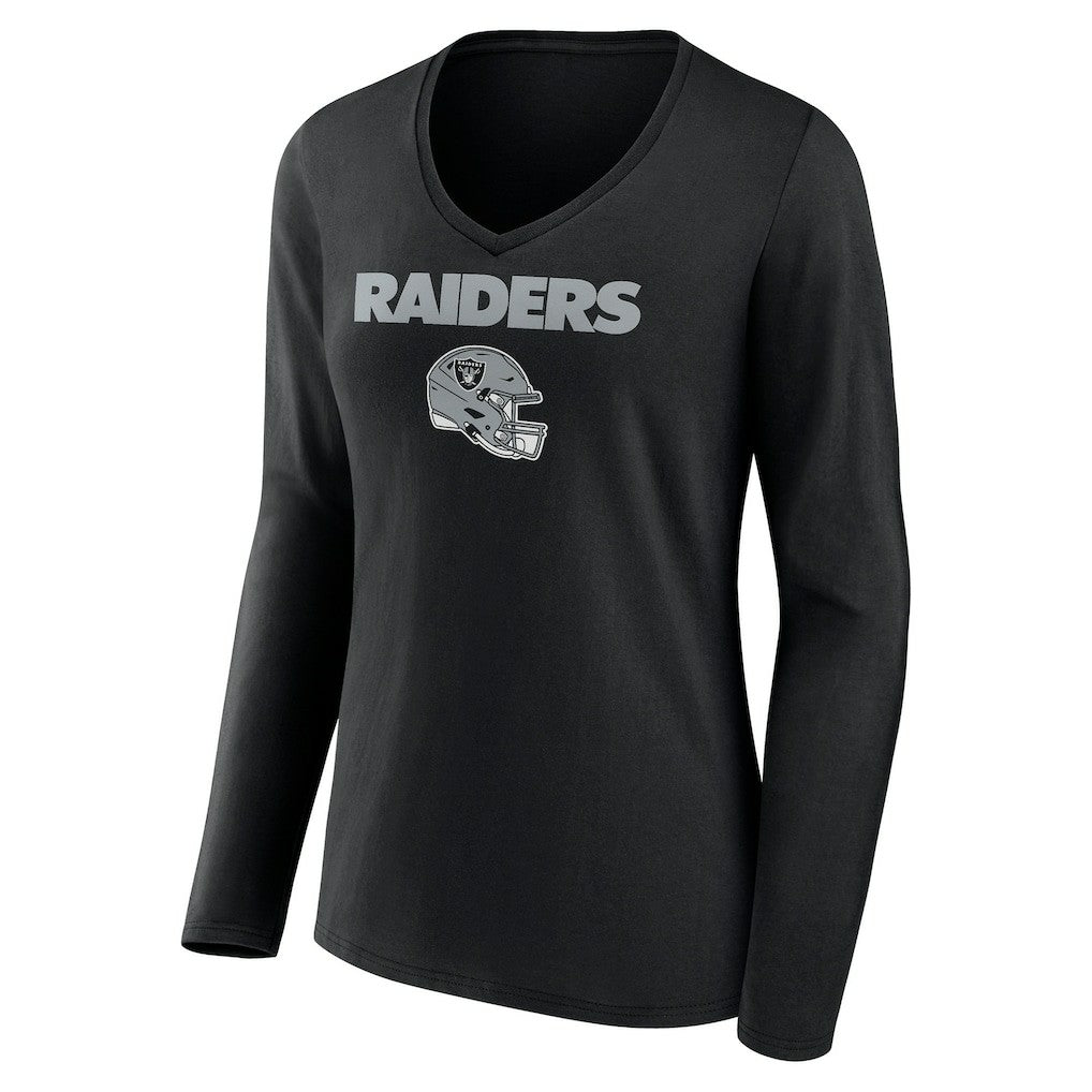 Las Vegas Raiders Women's Personalized Name & Number Team Wordmark Long Sleeve V-Neck T-Shirt - Black discount