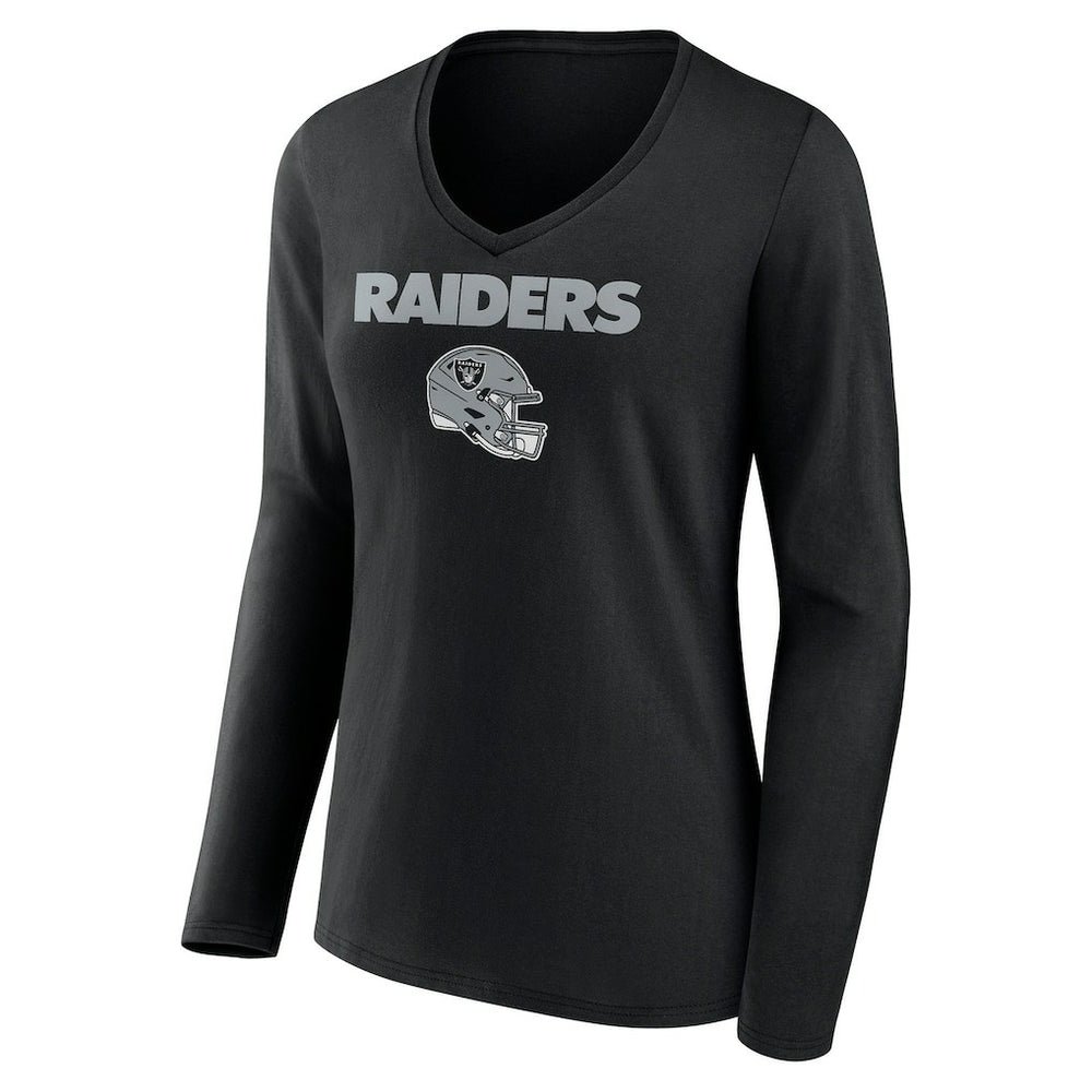 Las Vegas Raiders Women's Personalized Name & Number Team Wordmark Long Sleeve V-Neck T-Shirt - Black discount