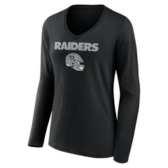 Las Vegas Raiders Women's Personalized Name & Number Team Wordmark Long Sleeve V-Neck T-Shirt - Black discount