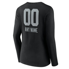 Las Vegas Raiders Women's Personalized Name & Number Team Wordmark Long Sleeve V-Neck T-Shirt - Black discount