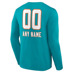 Miami Dolphins Personalized Name & Number Team Wordmark Long Sleeve T-Shirt - Aqua cheap