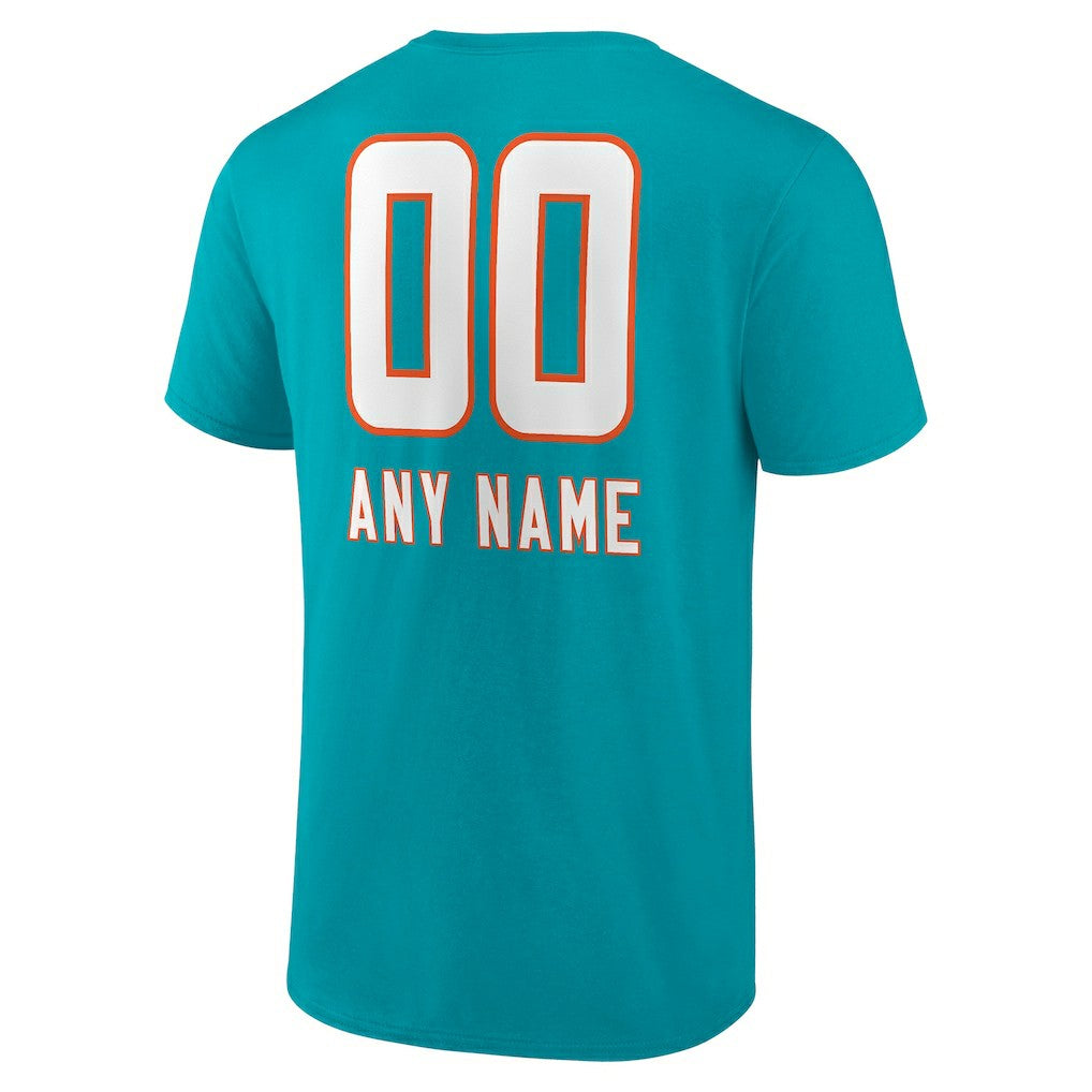 Miami Dolphins Personalized Name & Number Team Wordmark T-Shirt - Aqua cheap