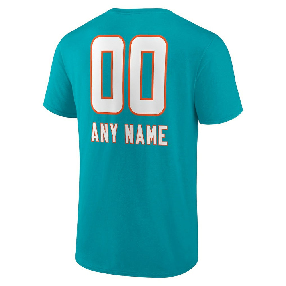 Miami Dolphins Personalized Name & Number Team Wordmark T-Shirt - Aqua cheap