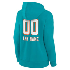Miami Dolphins Women's Personalized Name & Number Team Wordmark Pullover Hoodie - Aqua for sale
