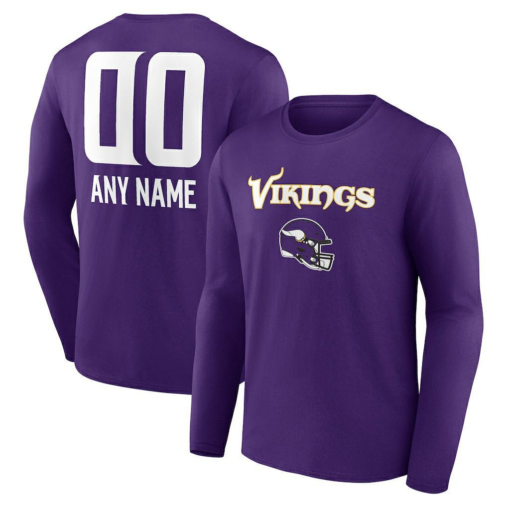 Minnesota Vikings Personalized Name & Number Team Wordmark Long Sleeve T-Shirt - Purple sale