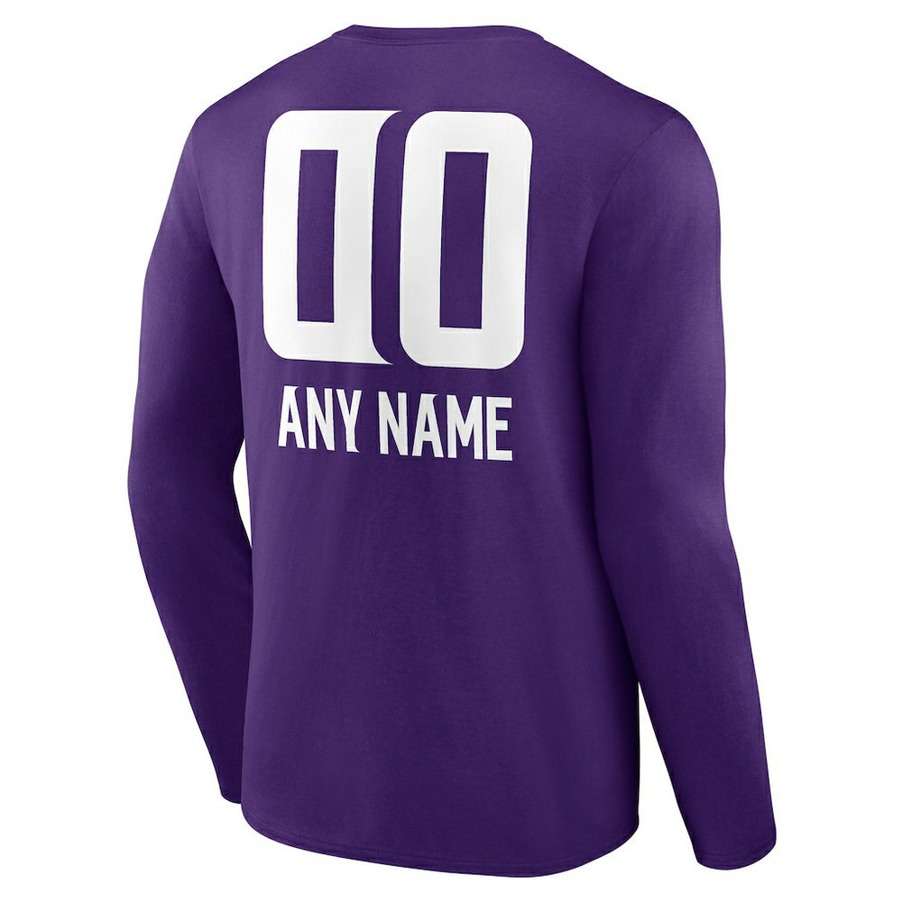Minnesota Vikings Personalized Name & Number Team Wordmark Long Sleeve T-Shirt - Purple sale