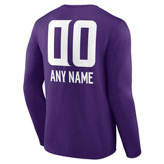 Minnesota Vikings Personalized Name & Number Team Wordmark Long Sleeve T-Shirt - Purple sale