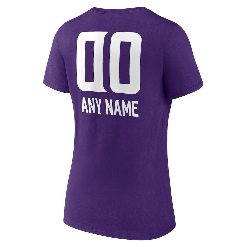 Minnesota Vikings Women's Personalized Name & Number Team Wordmark V-Neck T-Shirt - Purple sale