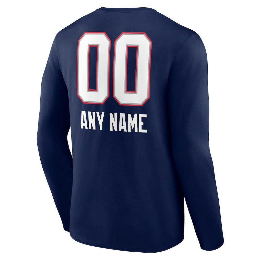 New England Patriots Personalized Name & Number Team Wordmark Long Sleeve T-Shirt - Navy cheap