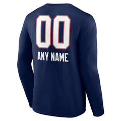 New England Patriots Personalized Name & Number Team Wordmark Long Sleeve T-Shirt - Navy cheap