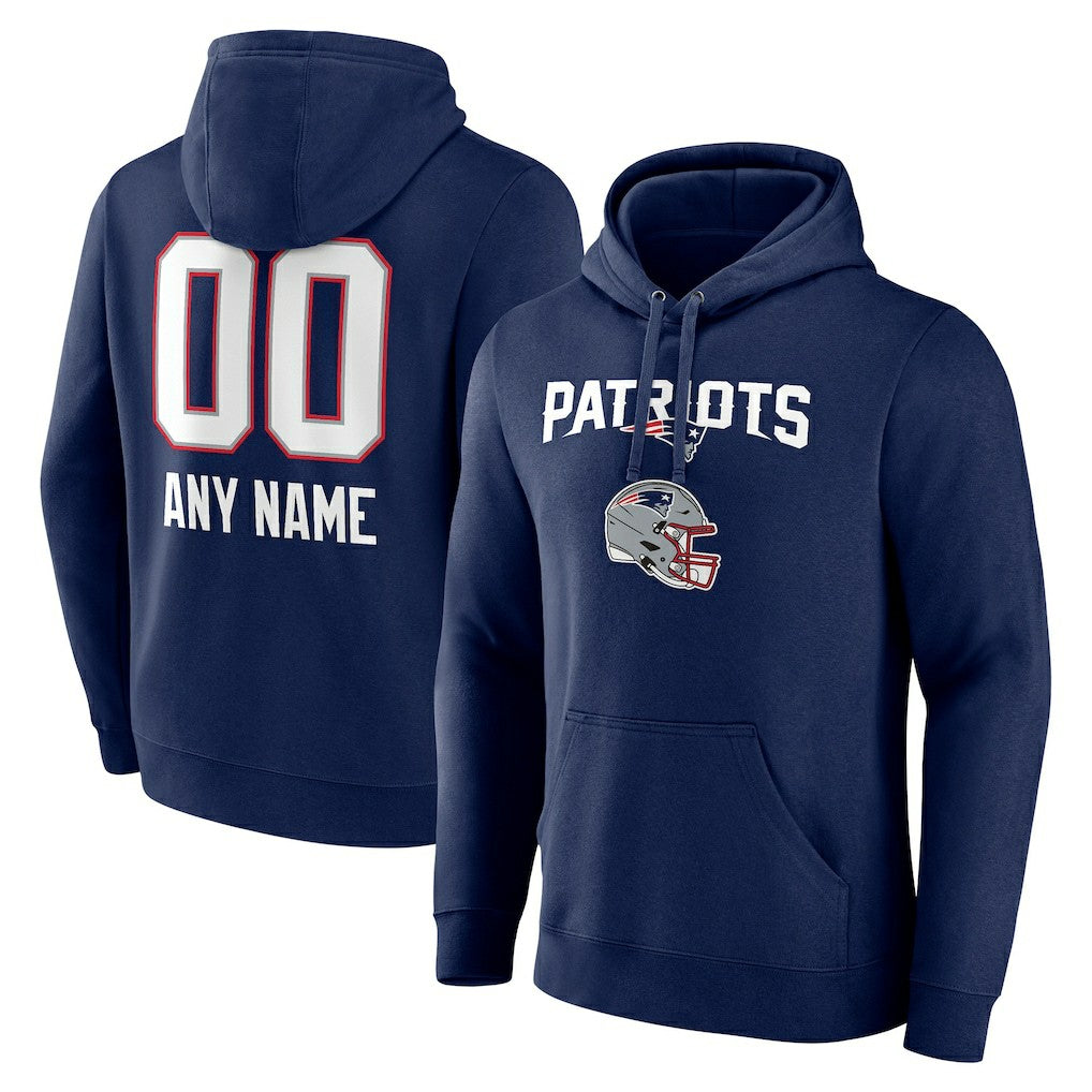 New England Patriots Personalized Name & Number Team Wordmark Pullover Hoodie - Navy sale