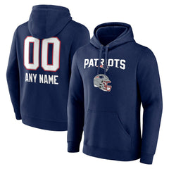 New England Patriots Personalized Name & Number Team Wordmark Pullover Hoodie - Navy sale