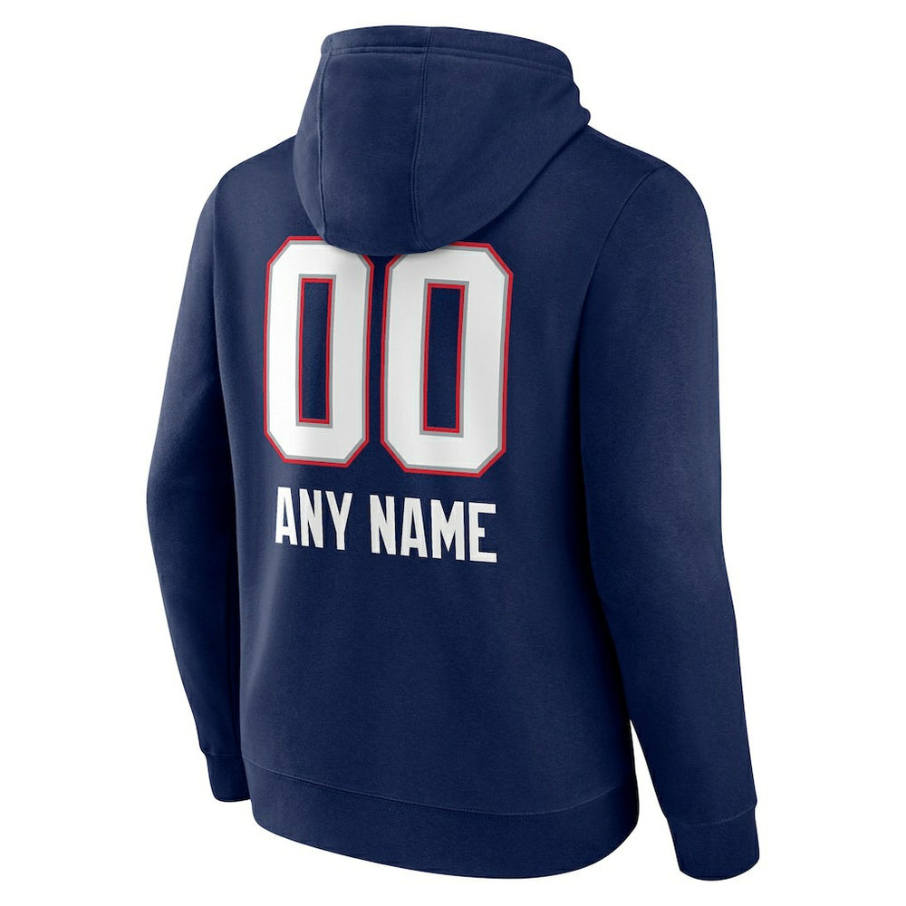 New England Patriots Personalized Name & Number Team Wordmark Pullover Hoodie - Navy sale