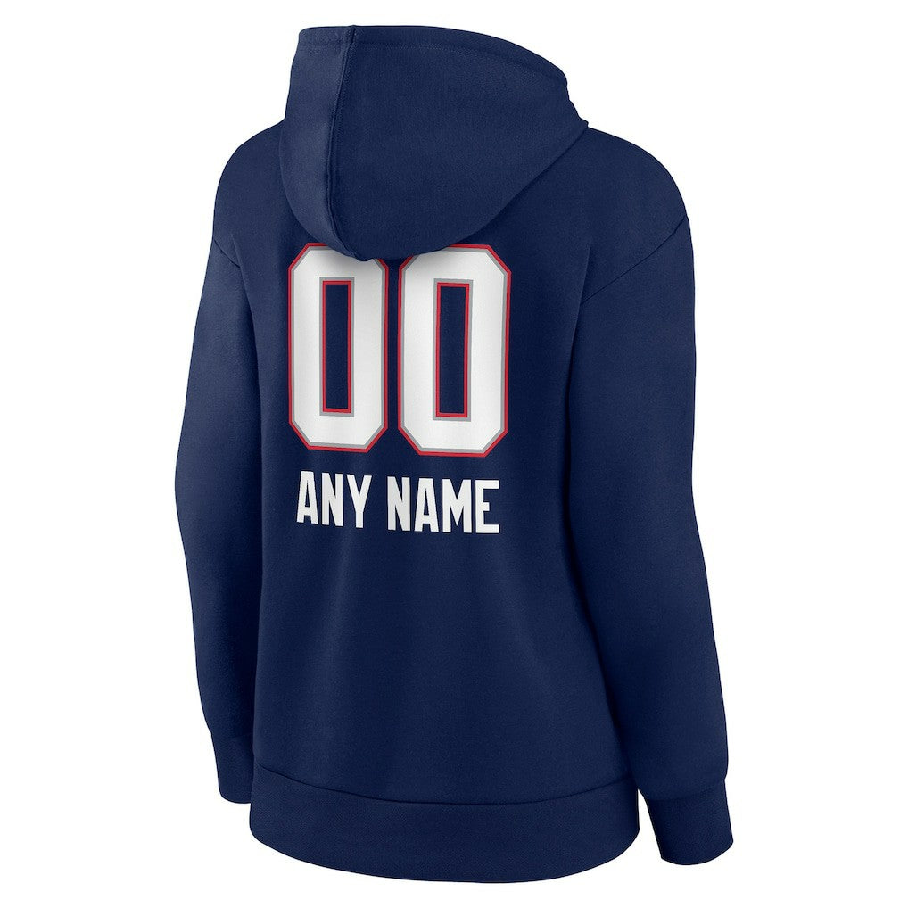 New England Patriots Women's Personalized Name & Number Team Wordmark Pullover Hoodie - Navy online