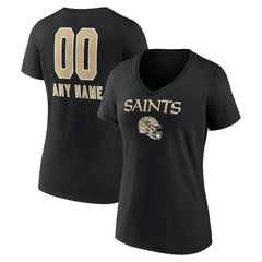 New Orleans Saints Women's Personalized Name & Number Team Wordmark V-Neck T-Shirt - Black online