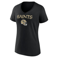 New Orleans Saints Women's Personalized Name & Number Team Wordmark V-Neck T-Shirt - Black online