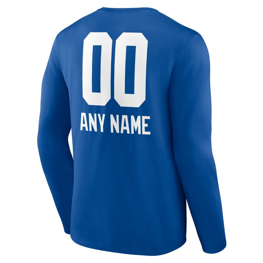 New York Giants Personalized Name & Number Team Wordmark Long Sleeve T-Shirt - Royal online