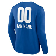 New York Giants Personalized Name & Number Team Wordmark Long Sleeve T-Shirt - Royal online