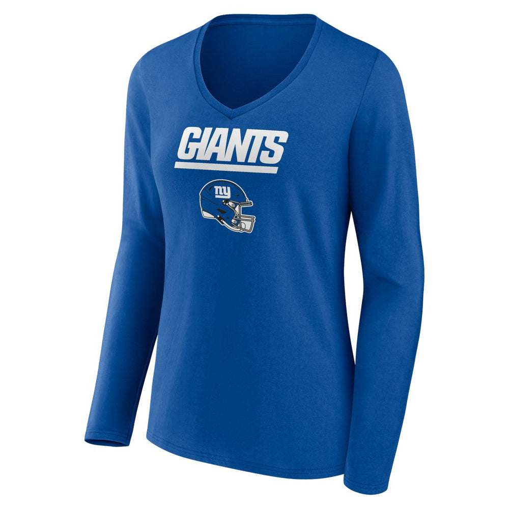 New York Giants Women's Personalized Name & Number Team Wordmark Long Sleeve V-Neck T-Shirt - Royal discount