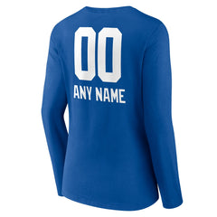 New York Giants Women's Personalized Name & Number Team Wordmark Long Sleeve V-Neck T-Shirt - Royal discount