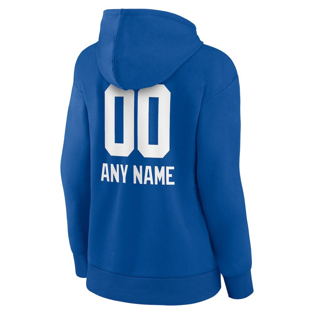 New York Giants Women's Personalized Name & Number Team Wordmark Pullover Hoodie - Royal for sale