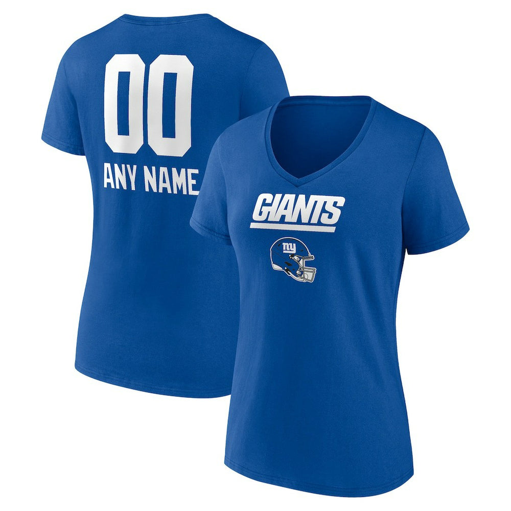 New York Giants Women's Personalized Name & Number Team Wordmark V-Neck T-Shirt - Royal cheap