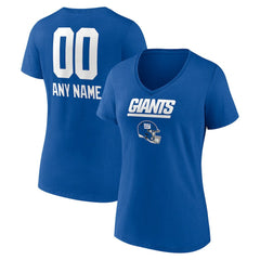New York Giants Women's Personalized Name & Number Team Wordmark V-Neck T-Shirt - Royal cheap