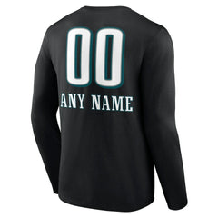 Philadelphia Eagles Personalized Name & Number Team Wordmark Long Sleeve T-Shirt - Black for sale